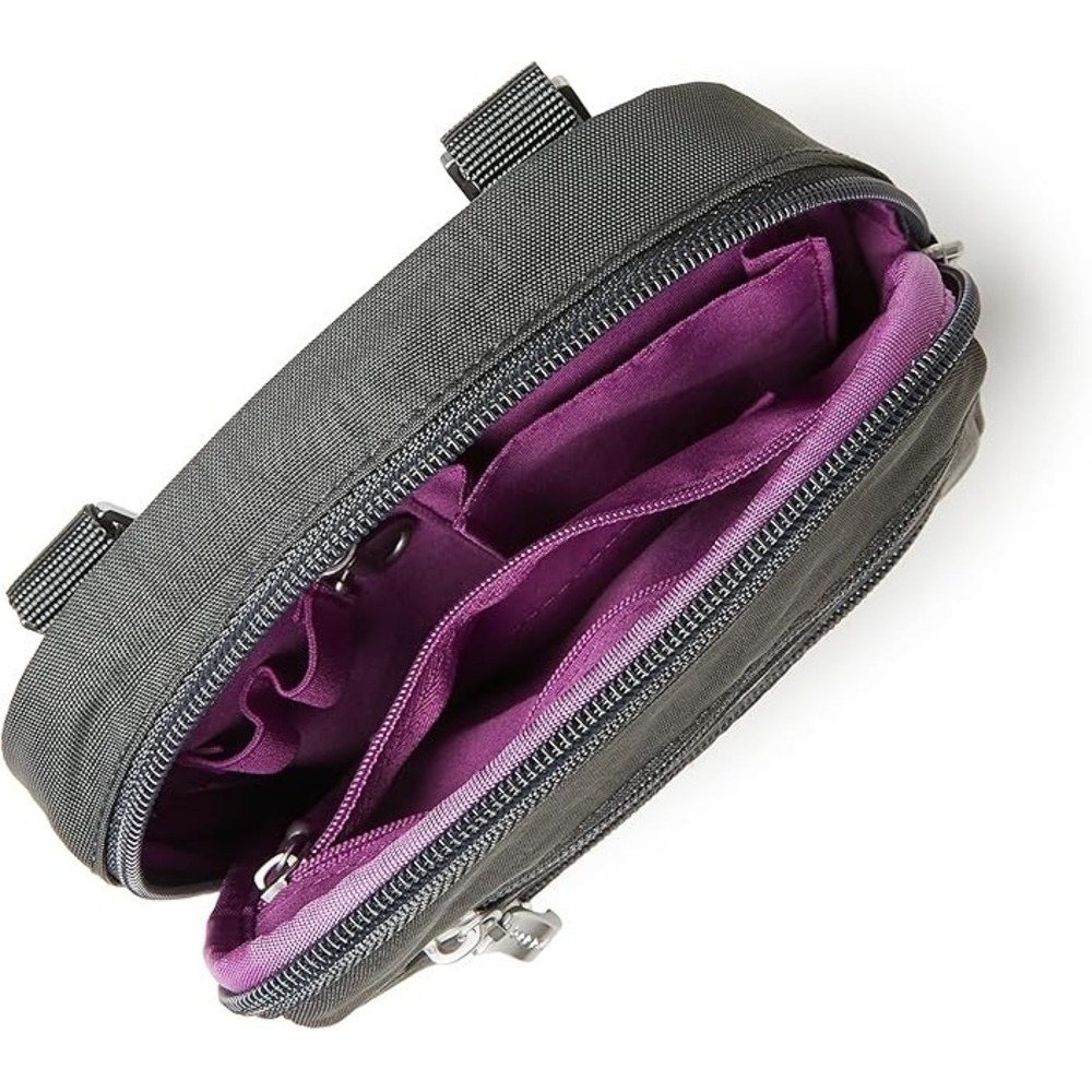 Baggallini Charcoal Grey Nylon Small Crossbody Travel Bag Organizer Purse Multi - Picture 2 of 2